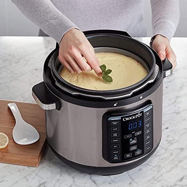 Olla de cocción lenta y a presión programable Crock-Pot XL Express Crock multiusos de 8 cuartos con control manual de presión, hervir y cocinar a fuego lento, de acero inoxidable n