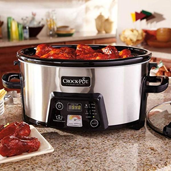 Olla de cocción lenta programable Crock-Pot SCCPCTS605-S Cook Travel Serve de 6 cuartos