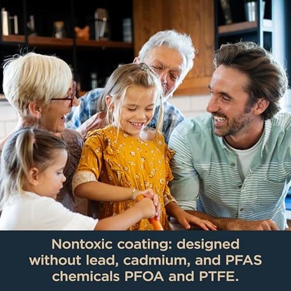 Juego de ollas y sartenes Ninja NeverStick Ceramic Pro de 14 piezas, antiadherentes con tapas de vidrio, de cerámica, de acero inoxidable, apto para todo tipo de cocinas, horno y e