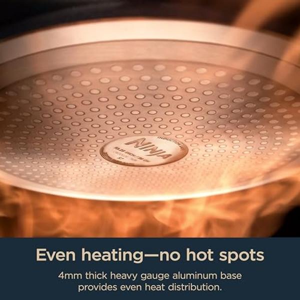 Juego de ollas y sartenes Ninja NeverStick Ceramic Pro de 14 piezas, antiadherentes con tapas de vidrio, de cerámica, de acero inoxidable, apto para todo tipo de cocinas, horno y e