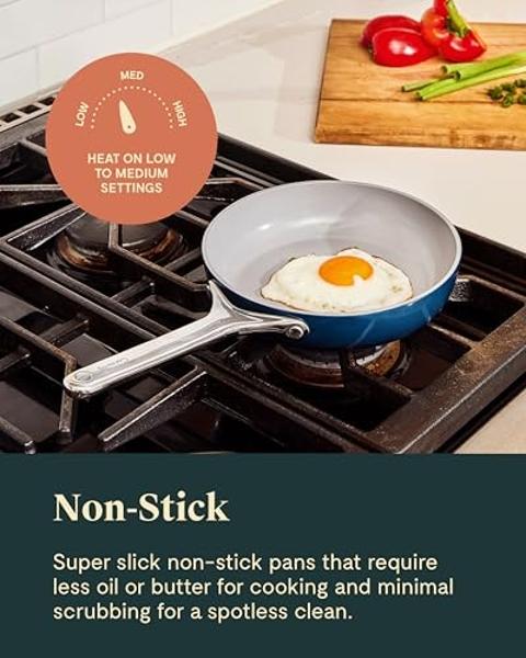 Juego de ollas y sartenes Ninja NeverStick Ceramic Pro de 14 piezas, antiadherentes con tapas de vidrio, de cerámica, de acero inoxidable, apto para todo tipo de cocinas, horno y e