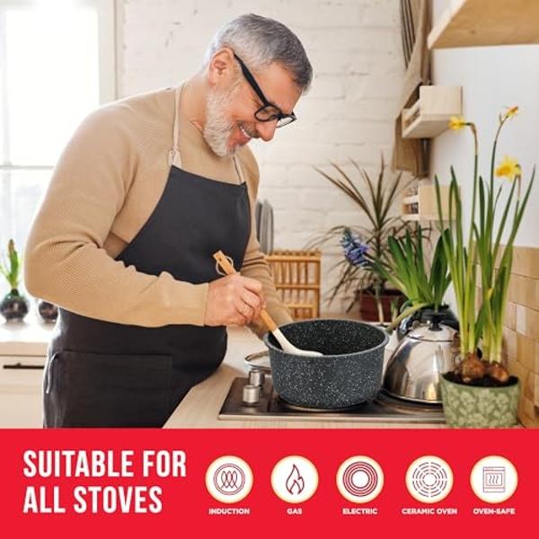 Juego de ollas y sartenes antiadherentes de cerámica GreenPan Rio Healthy de 16 piezas, sin PFAS, apto para lavavajillas, color turquesa