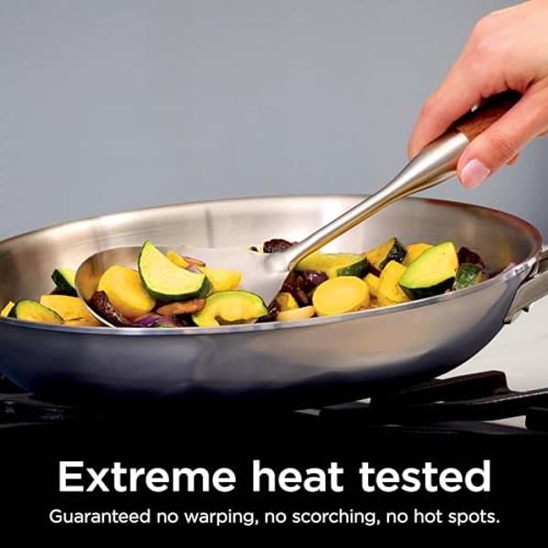 Juego de ollas y sartenes de acero inoxidable Ninja EverClad de 12 piezas, apto para todo tipo de cocinas e inducción, apto para horno hasta 600 °F, triple capa de grado comercial,