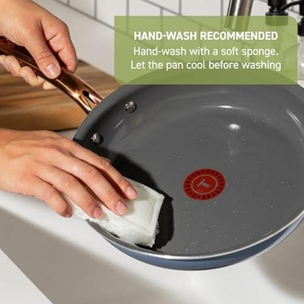 Juego de utensilios de cocina antiadherentes T-fal Preserve Ceramic de 13 piezas, apto para horno y asador a 177 °C (350 °F). Incluye sartenes, cacerolas, cazuelas, horno holandés,