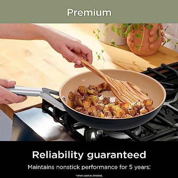 Juego de ollas y sartenes Ninja antiadherentes | Batería de cocina de cerámica premium de larga duración | 9 piezas antiadherentes | Sin PTFE | Apto para horno hasta 285 °C | Compa