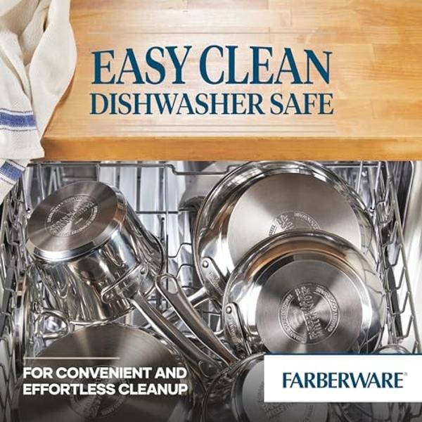 Juego de ollas y sartenes de acero inoxidable Farberware Millennium, 10 piezas