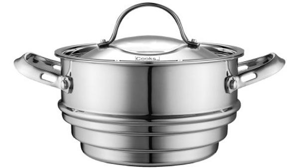 Juego de utensilios de cocina de acero inoxidable Cooks Standard de 10 piezas, ollas y sartenes multicapa con revestimiento completo, asas que se mantienen frías, apto para lavavaj