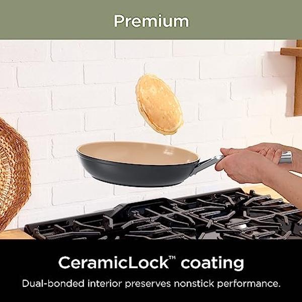Juego de ollas y sartenes Ninja antiadherentes | Batería de cocina de cerámica premium de larga duración | 9 piezas antiadherentes | Sin PTFE | Apto para horno hasta 285 °C | Compa