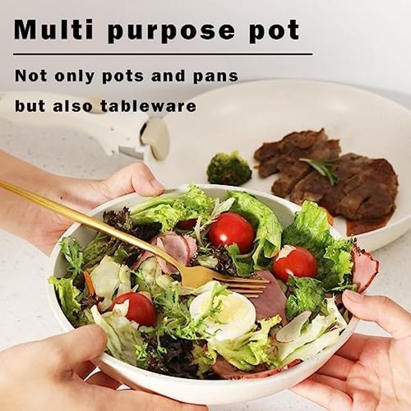 Juego de ollas y sartenes Ninja antiadherentes | Batería de cocina de cerámica premium de larga duración | 9 piezas antiadherentes | Sin PTFE | Apto para horno hasta 285 °C | Compa