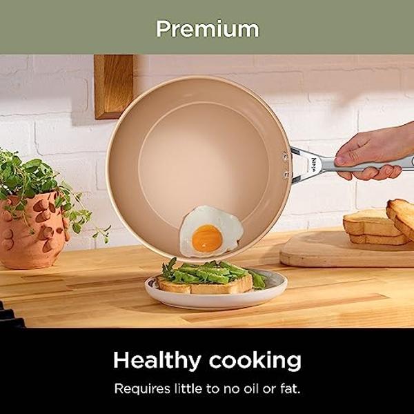 Juego de ollas y sartenes Ninja antiadherentes | Batería de cocina de cerámica premium de larga duración | 9 piezas antiadherentes | Sin PTFE | Apto para horno hasta 285 °C | Compa