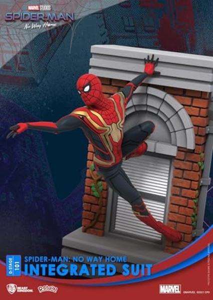 Beast Kingdom - Figura y estatua de Spider-Man: Sin camino a casa de Marvel con traje integrado Diorama Stage D-Stage