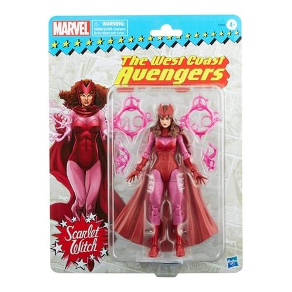 Figura de acción de juguete de la serie Marvel Legends Scarlet Witch de 6 pulgadas con empaque retro y 4 accesorios