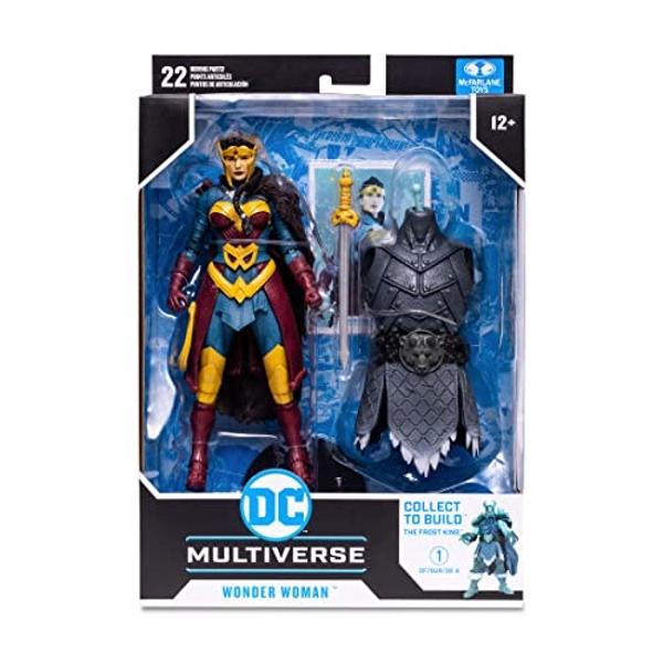 Figura de acción de McFarlane Toys DC Multiverse Wonder Woman Endless Winter de 7" con pieza Build-A Frost King y accesorios