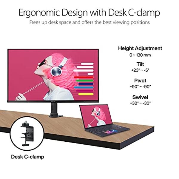 Monitor ASUS ProArt Display 32” 4K HDR (PA329CV): UHD (3840 x 2160), IPS, 100 % sRGB/Rec.709, ΔE < 2, verificación de Calman, suministro de energía USB-C, DisplayPort, HDMI, concen