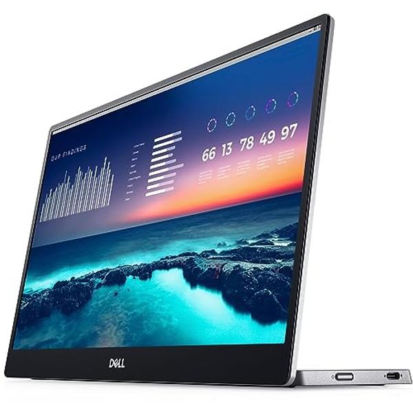 Monitor portátil Dell FHD LED de 14 pulgadas con productividad de doble pantalla, conmutación en el plano, conectividad USB-C, luz azul baja y software Display Manager