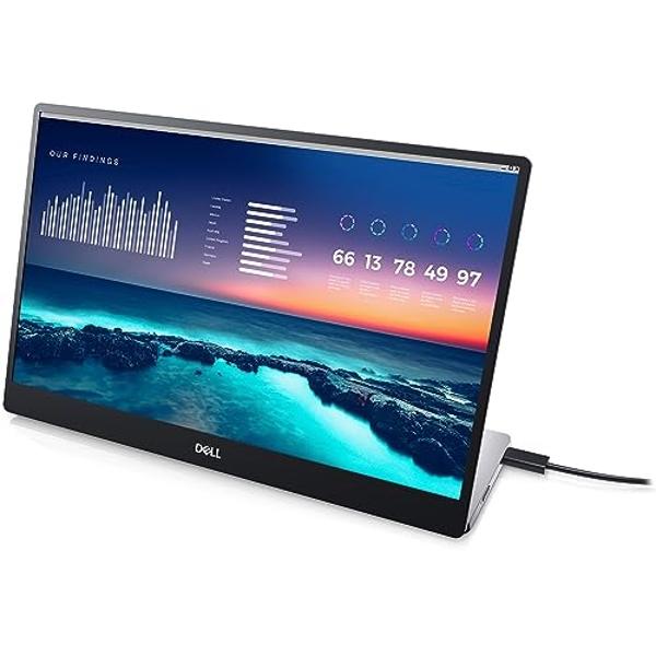 Monitor portátil Dell FHD LED de 14 pulgadas con productividad de doble pantalla, conmutación en el plano, conectividad USB-C, luz azul baja y software Display Manager