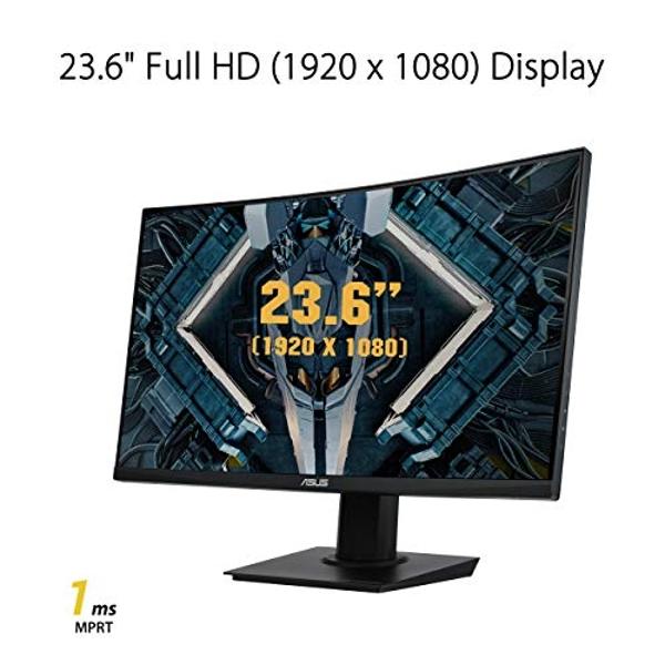 Monitor curvo ASUS TUF Gaming de 23,6" y 1080P (VG24VQE): Full HD, 165 Hz, 1 ms, Desenfoque de movimiento extremadamente bajo, Adaptive-Sync, FreeSync Premium, Shadow Boost, Montaj