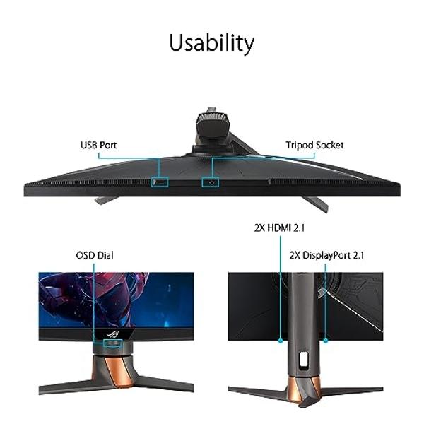 Monitor LED para juegos ASUS ROG Swift 32" 4K (PG32UQXR): UHD (3840 x 2160), 160 Hz, 1 ms, IPS rápido, atenuación local, FreeSync Premium Pro, HDMI 2.1, DisplayPort 2.1 con DSC, Qu