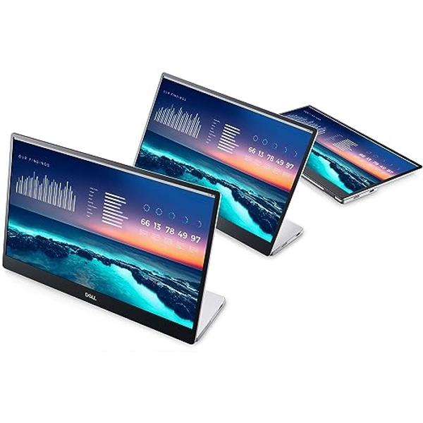 Monitor portátil Dell FHD LED de 14 pulgadas con productividad de doble pantalla, conmutación en el plano, conectividad USB-C, luz azul baja y software Display Manager