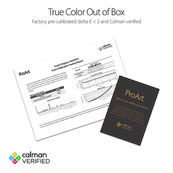 Monitor ASUS ProArt Display 32” 4K HDR (PA329CV): UHD (3840 x 2160), IPS, 100 % sRGB/Rec.709, ΔE < 2, verificación de Calman, suministro de energía USB-C, DisplayPort, HDMI, concen