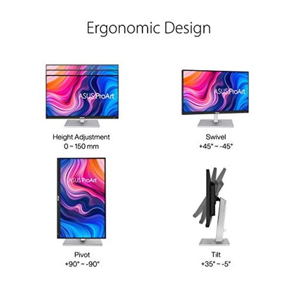 Monitor ASUS ProArt Display PA279CV de 27", 4K HDR UHD (3840 x 2160), IPS, 100 % sRGB/Rec. 709, ΔE < 2, concentrador USB-C DisplayPort HDMI, verificado por Calman, compatible con m