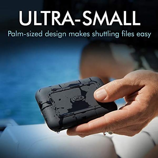 Unidad de estado sólido LaCie Rugged SSD de 1 TB: USB-C USB 3.2 NVMe con velocidades de hasta 1050 MB/s, resistencia al agua IP67, resistencia a caídas de 3 m, cifrado, garantía de