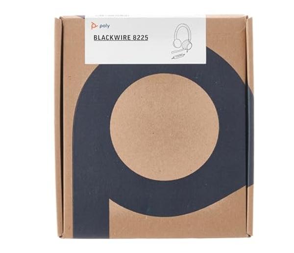 Auriculares con cable Plantronics Poly - Blackwire 8225 con micrófono de brazo, auriculares estéreo de doble oreja para computadora, USB-A para conectar a su PC/Mac, cancelación ac