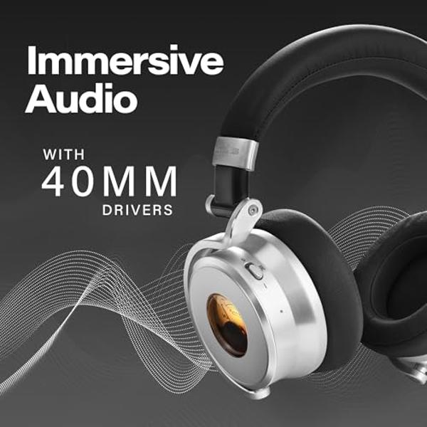 Auriculares inalámbricos supraaurales Meters OV-1-B-C con cancelación activa de ruido - Sonido con calidad de estudio, 16 horas de reproducción y pantalla VU - Bluetooth 5.0, contr