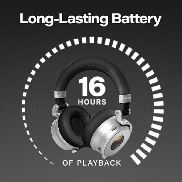 Auriculares inalámbricos supraaurales Meters OV-1-B-C con cancelación activa de ruido - Sonido con calidad de estudio, 16 horas de reproducción y pantalla VU - Bluetooth 5.0, contr