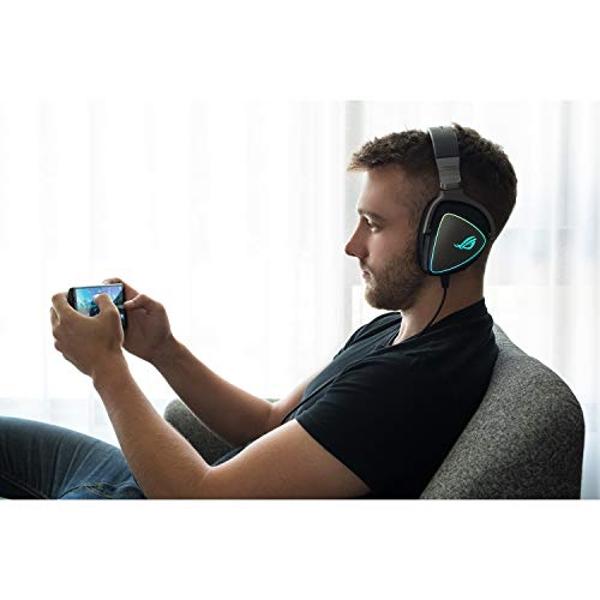 Auriculares para juegos ASUS ROG DELTA | Auriculares con micrófono y DAC cuádruple ESS de alta resolución | Auriculares para juegos compatibles con PC, Mac, PS4 y Xbox One | Ilumin