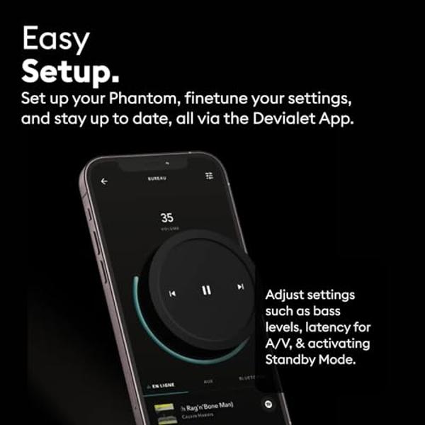 Devialet - Phantom I 103dB - Altavoz inalámbrico de alta fidelidad - Cromo claro - Escenario sonoro impactante - Distorsión cero - Altavoz Bluetooth