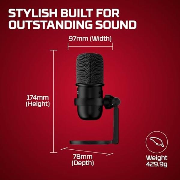 HyperX SoloCast: micrófono de condensador USB para juegos, compatible con PC, PS4, PS5 y Mac, sensor de silenciamiento táctil, patrón polar cardioide, ideal para streaming, podcast