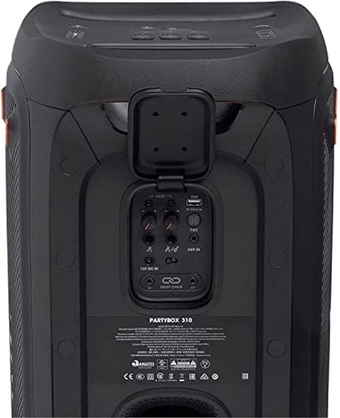 JBL Partybox 310 - Altavoz portátil para fiestas con batería de larga duración, potente sonido JBL y emocionante espectáculo de luces, color negro