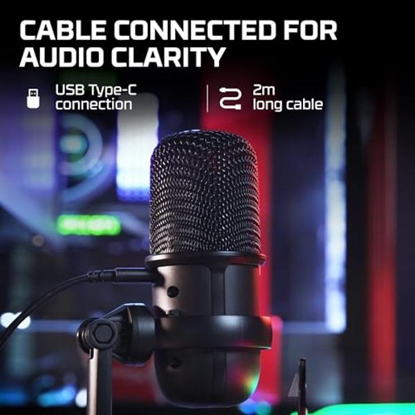 HyperX SoloCast: micrófono de condensador USB para juegos, compatible con PC, PS4, PS5 y Mac, sensor de silenciamiento táctil, patrón polar cardioide, ideal para streaming, podcast