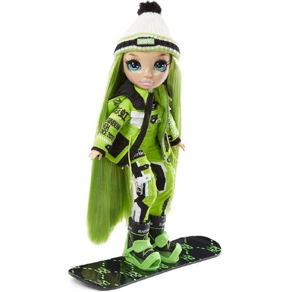 Rainbow High Winter Break Jade Hunter - Muñeca de moda verde y set de juego con 2 conjuntos de diseñador, tabla de snowboard y accesorios, ideal para niños y coleccionistas, ideal 