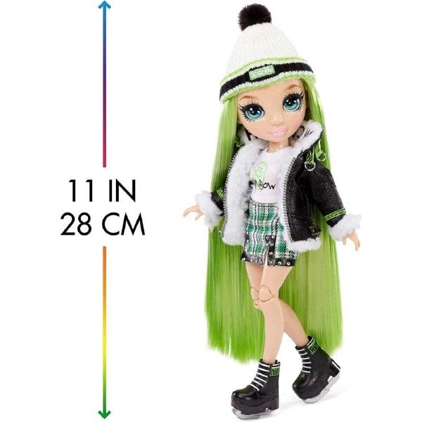 Rainbow High Winter Break Jade Hunter - Muñeca de moda verde y set de juego con 2 conjuntos de diseñador, tabla de snowboard y accesorios, ideal para niños y coleccionistas, ideal 
