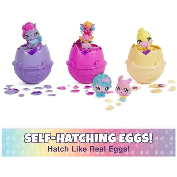 Hatchimals Alive, cesta de primavera con 6 minifiguras, 3 huevos autoeclosionantes, regalo divertido y juguete de Pascua, juguetes para niños y niñas a partir de 3 años.
