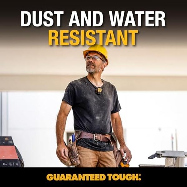 Altavoz Bluetooth portátil DEWALT (versión actualizada), altavoz portátil inalámbrico con clip Jobsite Pro, resistente al agua (no magnético), micrófono integrado para música y lla