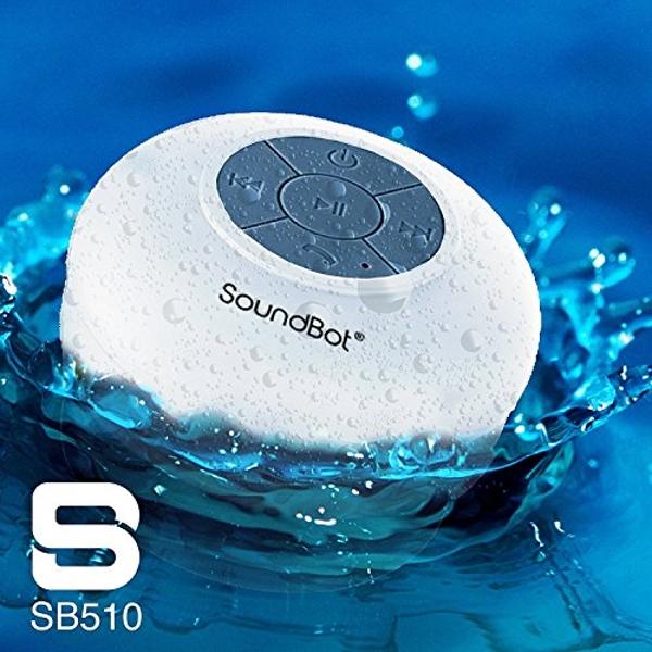 Altavoz de ducha SoundBot® SB510 HD resistente al agua con Bluetooth 4.0, manos libres, micrófono integrado, 6 horas de reproducción, botones de control y ventosa especial para duc