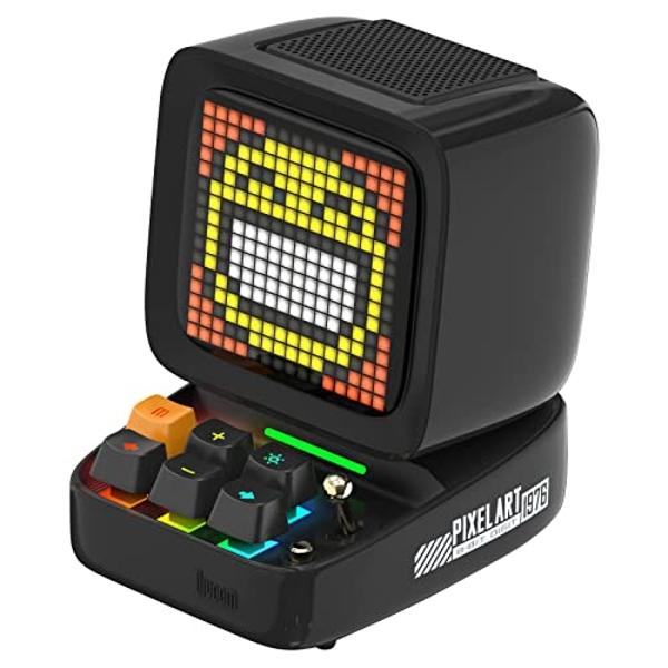 Altavoz Bluetooth Divoom Ditoo Retro Pixel Art con pantalla frontal LED de 16 x 16 pulgadas y control por aplicación (negro)