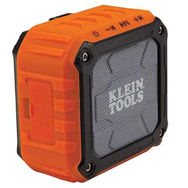 Altavoz Bluetooth Klein Tools AEPJS1, altavoz portátil inalámbrico para el lugar de trabajo que reproduce audio y responde llamadas con manos libres, IPX5, listo para el lugar de t