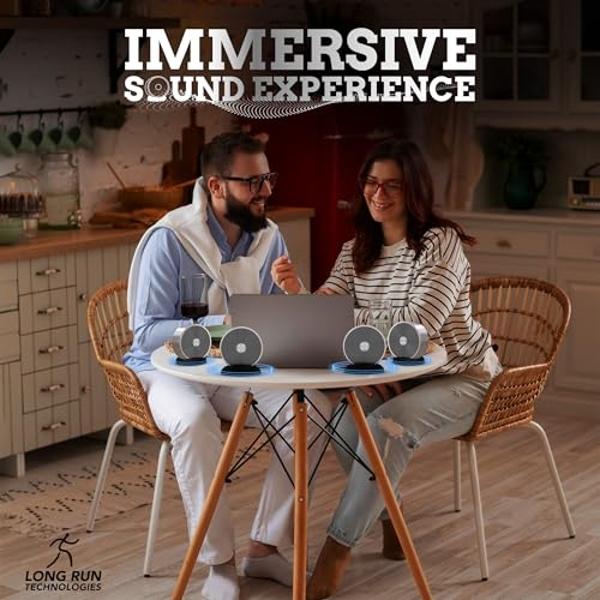 Altavoces estéreo Bluetooth de Long Run Technologies: altavoces inalámbricos para ordenador de escritorio, portátil, para niños, niñas, hermanos, mamás y papás. Altavoces estéreo B