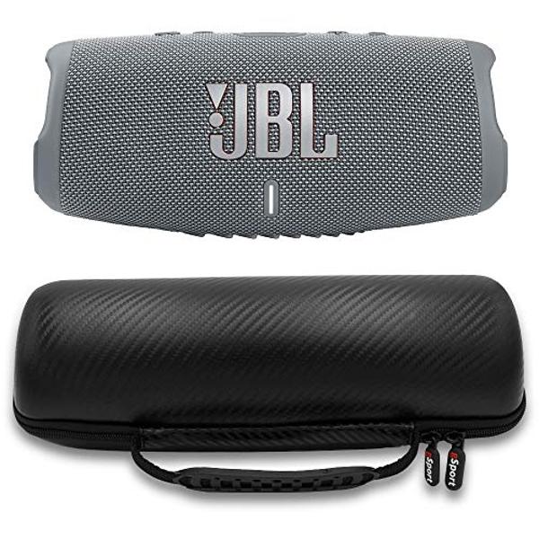 Altavoz portátil resistente al agua JBL Charge 5 con batería externa integrada y carcasa de fibra de carbono gSport (gris)