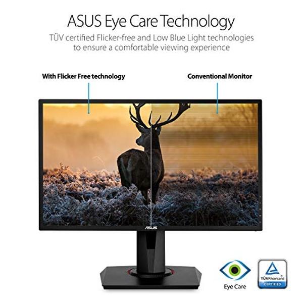 Monitor para juegos ASUS VG248QG de 24" con G-SYNC, 165 Hz, 1080p, 0,5 ms, protección ocular, DP, HDMI, DVI, color negro