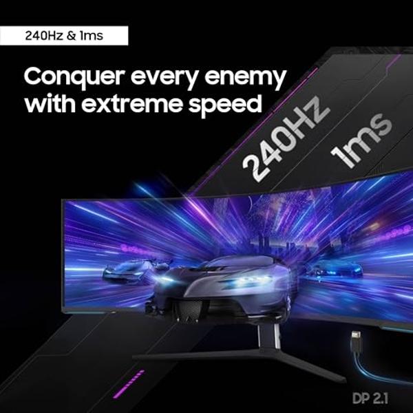 Monitor curvo para juegos Samsung Odyssey Neo G9 Series Dual 4K UHD 1000R de 57", 240 Hz, 1 ms con DisplayPort 2.1, Quantum Mini-LED, DisplayHDR 1000, AMD FreeSync Premium Pro, LS5