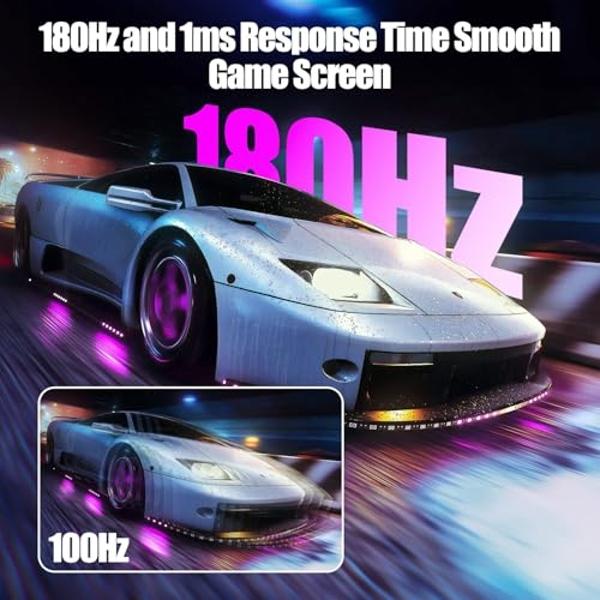 Monitor curvo para juegos Gawfolk de 27 pulgadas, 144 Hz/180 Hz, Full HD 1080P, pantalla de computadora sin marco 1800R con FreeSync y tecnología Eye-Care, montaje en pared, DP, pu