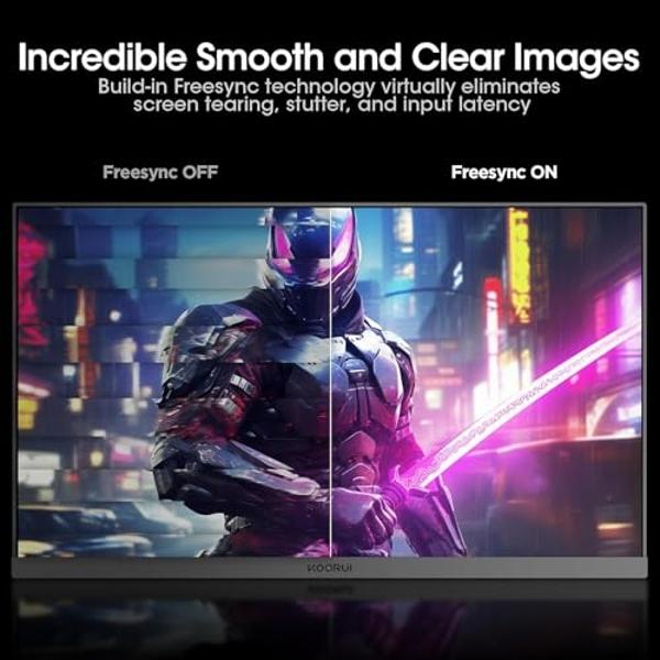 Monitor para juegos KOORUI de 25 pulgadas, 180 Hz FHD 1080p, GTG de 1 ms, G-Sync adaptativo, FreeSync Premium, sin marco en 3 lados, 2 HDMI, DisplayPort, negro