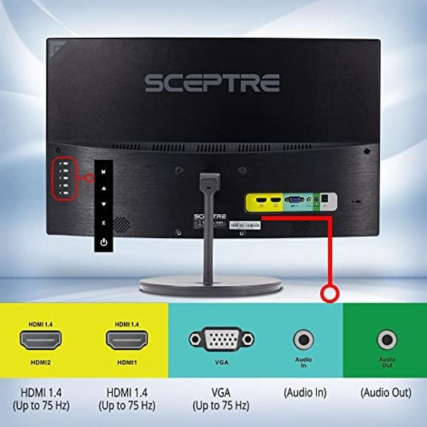Monitor curvo para juegos Sceptre de 24 pulgadas, 1080p, 98 % sRGB, HDMI x2, VGA, altavoces integrados, color negro
