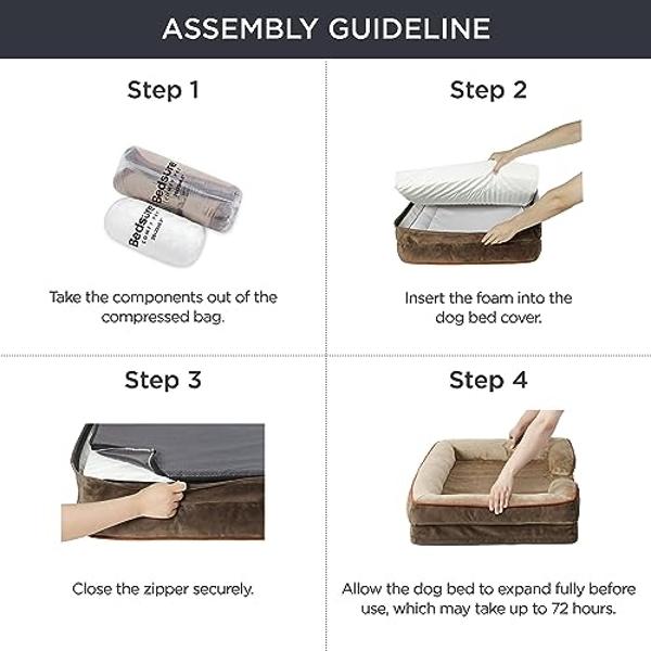 Camas ortopédicas Bedsure para perros grandes: lavables e impermeables, sofá grande y cómodo con funda extraíble y lavable, espuma de soporte y base antideslizante, color marrón os