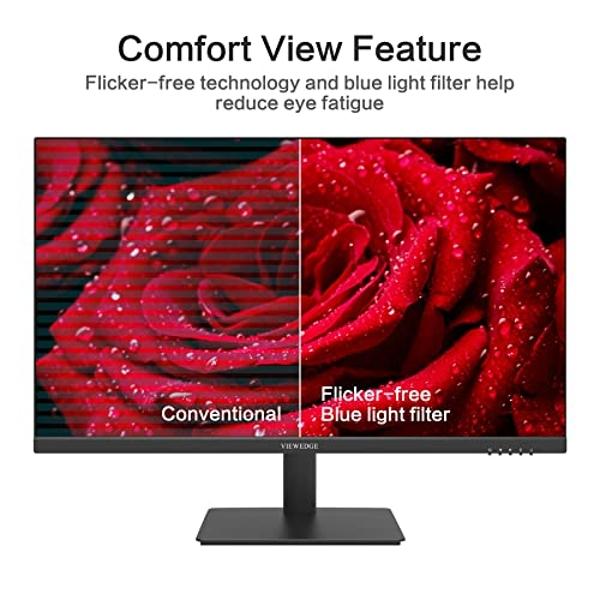 Monitor Viewedge de 27 pulgadas con panel IPS 2K 2560 x 1440 de 75 Hz | Monitor de 27 pulgadas QHD con HDMI, DP y montaje en pared | Monitor de PC 1440p con protección ocular para 